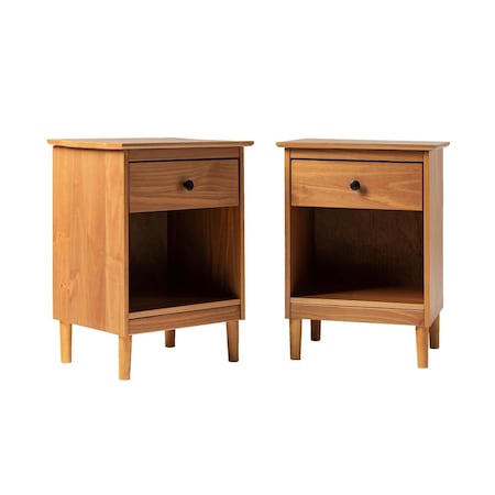 Walker Edison Furniture Walker Edison  1 Drawer Solid Wood Nightstand, Caramel - 2 Piece BR1DNSCA-2PK